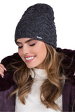 Graphite Women's Winter Hat with Sequined Fir Tree Design