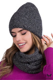 Elegant Women's Graphite Winter Hat with Shiny Lurex Detail