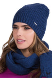 Soft Navy Wool Women's Hat with Unique Cuff Design