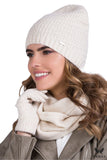 Cozy Beige Women's Wool Hat with Unique Cuff Design