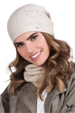 Elegant Beige Women's Hat with Dragonfly Design and Beads