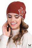 Elegant Rust Women's Wool Hat with Flower Applique
