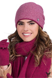 Fuchsia Check Wool Women's Cap with Insulated Lining