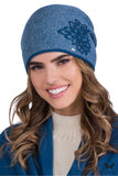 Elegant Dark Turquoise Women's Wool Hat with Houndstooth Design