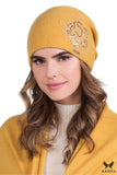 Chic Mustard Wool Hat with Embroidered Detail for Women