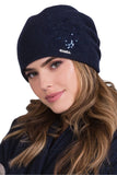 Elegant Navy Blue Women's Wool Hat with Embroidered Details