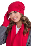 Chic Coral Wool Winter Hat with Fluffy Accents & Beads