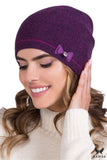 Elegant Fuchsia Women's Hat with Houndstooth & Bow Detail