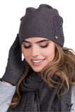 Elegant Women's Graphite Hat with Zircon Details