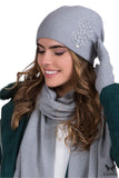 Elegant Women's Gray Hat with Zircon Detail for Comfort