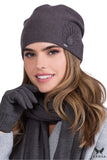 Elegant Graphite Women's Hat with Stylish Flauszowa Detail