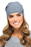 Chic Light Navy Women's Hat with Elegant Two-Tone Stitch