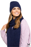 Elegant Navy Blue Women's Scarf with Silver Thread Accents