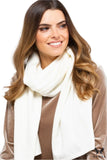 Cozy Ecru Winter Scarf with Silky Touch and Ribbed Ends