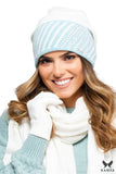 Elegant Ecru Women's Hat with Woven Inserts for Winter Style