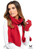 Cozy Wool Blend Women's Winter Scarf in Classic Red