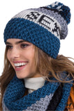 Chic Turquoise Women's Knit Hat with Pompom for Cold Days
