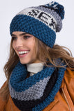 Chic Turquoise Women's Knit Hat with Pompom for Cold Days