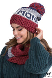 Cozy Knit Women's Red Hat with Pompom & Unique Patterns