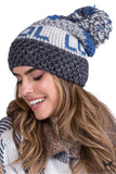 Trendy Women's Graphite Knit Hat with Pompom & Thick Stitches