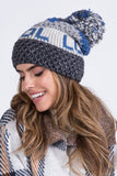 Trendy Women's Graphite Knit Hat with Pompom & Thick Stitches