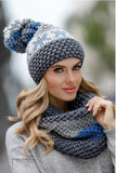 Trendy Women's Graphite Knit Hat with Pompom & Thick Stitches