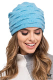 Elegant Turquoise Women's Hat with Coral Pattern for Winter