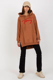 Casual Long Women's Sweatshirt with Hood and Kangaroo Pocket