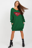 Stylish Long Women's Casual Sweatshirt with Jet Stone Detail