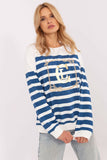 Trendy Women's Casual Sweatshirt with Stylish Print and Stripes