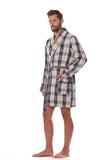 Elegant Men's Bathrobe with Embroidery and Pockets