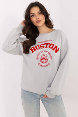 Trendy Women's Casual Sweatshirt with Unique Patches - grey / one-size-fits-all