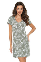 Elegant Leaf Pattern Nightgown for Ultimate Comfort - green / M