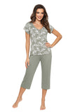 Elegant Women's Viscose Pajamas with Leaf Pattern Design