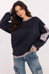 Cozy Women's Casual Sweatshirt with Modern Contrast Details - navy blue / one-size-fits-all