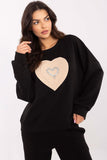 Elegant Women's Casual Sweatshirt with Heart Patch Design