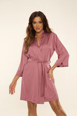 Elegant Satin Dressing Gown for Luxurious Comfort - violet / S