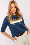 Stylish Women's Cotton Blouse with 3/4 Sleeves and Studs