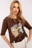 Chic Animal Print Blouse with 3/4 Sleeves for Everyday Wear