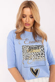 Trendy 3/4 Sleeve Animal Print Cotton Blouse for Everyday Wear