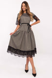 Elegant Lace-Trimmed Wool Cocktail Dress for Any Occasion