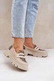 Elegant Leather Moccasins with Platform and Stylish Strap