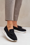 Eco Suede Women's Moccasins with Wedge and Fringes