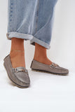 Elegant Women's Leather Moccasins with Glitter Detail