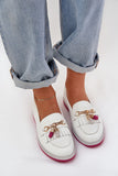 Elegant Leather Moccasins with Charming Front Decoration