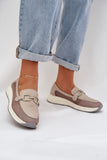 Elegant Breathable Loafers with Perforated Design & Wedge Heel