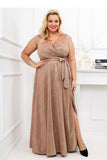 Elegant Dark Gold Shimmering Wrap Dress for Special Occasions