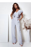 Sweetheart Neckline Ruffled Jumpsuit with Pockets