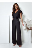 Elegant Sweetheart Neckline Jumpsuit with Ruffles & Pockets
