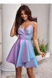 Chic Wrap Neckline Flared Mini Dress with Concealed Zipper